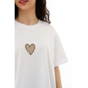 Костюм двойка женский "Heart" кулирка с лайкрой (р-ры: 40-50) белый-капучино Костюм двойка женский "Heart" кулирка с лайкрой (р-ры: 40-50) белый-капучино