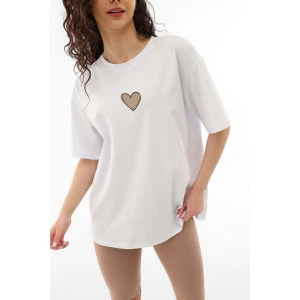 Костюм двойка женский "Heart" кулирка с лайкрой (р-ры: 40-50) белый-капучино Костюм двойка женский "Heart" кулирка с лайкрой (р-ры: 40-50) белый-капучино