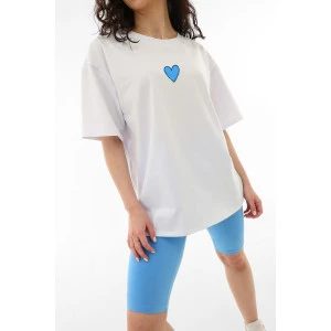 Костюм двойка женский "Heart" кулирка с лайкрой (р-ры: 40-50) белый-голубой Костюм двойка женский "Heart" кулирка с лайкрой (р-ры: 40-50) белый-голубой