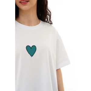 Костюм двойка женский "Heart" кулирка с лайкрой (р-ры: 40-50) белый-изумрудный Костюм двойка женский "Heart" кулирка с лайкрой (р-ры: 40-50) белый-изумрудный