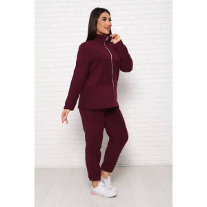 Костюм двойка женский КД-445 флис (последний размер) баклажановый 50,52,54 Костюм двойка женский КД-445 флис (последний размер) баклажановый 50,52,54