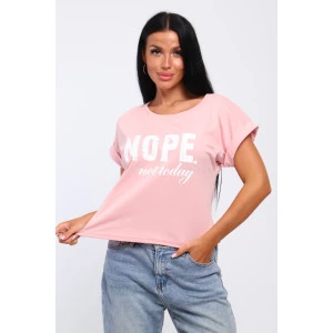 Футболка женская №804 "Nope not today" кулирка (р-ры: 46-60) розовый Футболка женская №804 "Nope not today" кулирка (р-ры: 46-60) розовый