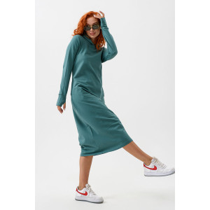 Платье женское №14441 футер 2-х нитка (р-ры: 42-60) изумруд