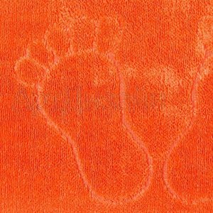 Коврик для ног махровый на резиновой основе "Ножки" оранжевый