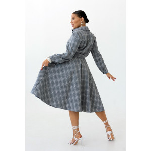 Платье женское П 325-1 фланель (последний размер) серая клетка 46