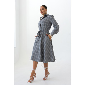 Платье женское П 325-1 фланель (последний размер) серая клетка 46