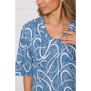 Костюм двойка женский "Джина ВР" кулирка (последний размер) голубой принт верхний 56,64