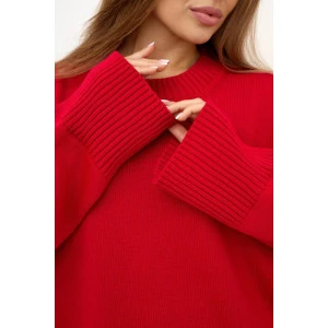 Джемпер женский К 10232 вязаное полотно (р-ры: one size) красный Джемпер женский К 10232 вязаное полотно (р-ры: one size) красный