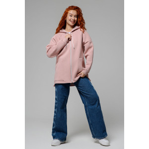 Толстовка женская №8297 футер 3-х нитка с начесом (р-ры: 42-56) пудровый Толстовка женская №8297 футер 3-х нитка с начесом (р-ры: 42-56) пудровый