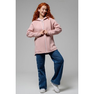 Толстовка женская №8297 футер 3-х нитка с начесом (р-ры: 42-56) пудровый Толстовка женская №8297 футер 3-х нитка с начесом (р-ры: 42-56) пудровый