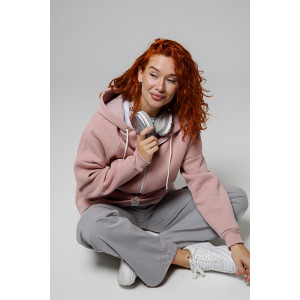 Толстовка женская №8297 футер 3-х нитка с начесом (р-ры: 42-56) пудровый Толстовка женская №8297 футер 3-х нитка с начесом (р-ры: 42-56) пудровый