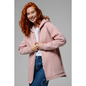 Толстовка женская №8297 футер 3-х нитка с начесом (р-ры: 42-56) пудровый Толстовка женская №8297 футер 3-х нитка с начесом (р-ры: 42-56) пудровый