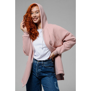 Толстовка женская №8297 футер 3-х нитка с начесом (р-ры: 42-56) пудровый Толстовка женская №8297 футер 3-х нитка с начесом (р-ры: 42-56) пудровый