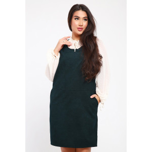 Сарафан женский №32731 микровельвет (р-ры: 48-58) темно-зеленый Сарафан женский №32731 микровельвет (р-ры: 48-58) темно-зеленый