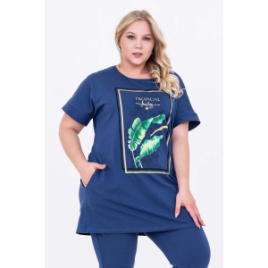 Костюм двойка женский №46519 кулирка (р-ры: 56-70) индиго