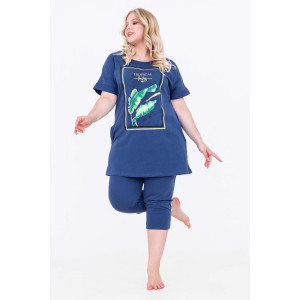 Костюм двойка женский №46519 кулирка (р-ры: 56-70) индиго