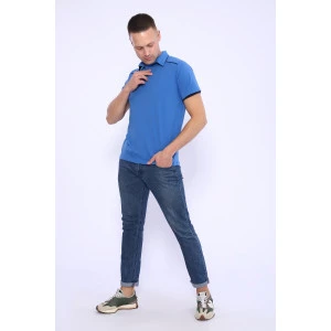 Футболка мужская №030 кулирка с лайкрой (р-ры: 46-60) синий
