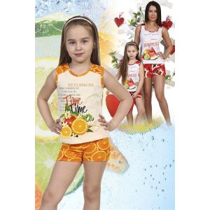 Пижама детская №5012 кулирка (р-ры: 30-36) апельсины