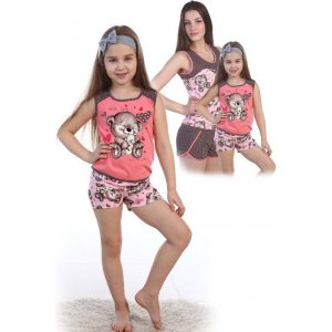 Пижама детская №5000 кулирка (р-ры: 30-36) ярко-розовый с мишками