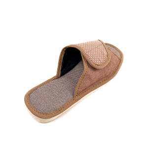 Тапки женские "Lepilov" арт. 120 вельвет с рогожкой + плательный хлопок (последний размер) бежевый вельвет+горох 38,41