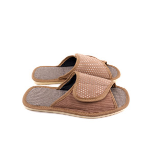 Тапки женские "Lepilov" арт. 120 вельвет с рогожкой + плательный хлопок (последний размер) бежевый вельвет+горох 38,41