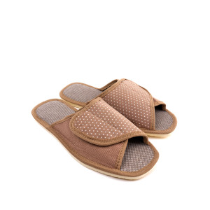 Тапки женские "Lepilov" арт. 120 вельвет с рогожкой + плательный хлопок (последний размер) бежевый вельвет+горох 38,41