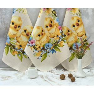 Набор кухонный из 3-х полотенец вафельное полотно ПВ-29371 "Солнечная Пасха" вид 1 