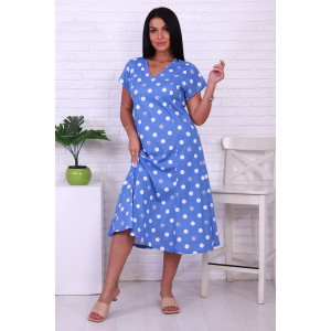 Платье женское №6752 кулирка (последний размер) голубой горох 56 Платье женское №6752 кулирка (последний размер) голубой горох 56