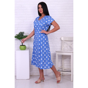 Платье женское №6752 кулирка (последний размер) голубой горох 56 Платье женское №6752 кулирка (последний размер) голубой горох 56