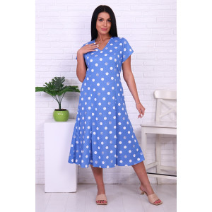 Платье женское №6752 кулирка (последний размер) голубой горох 56 Платье женское №6752 кулирка (последний размер) голубой горох 56