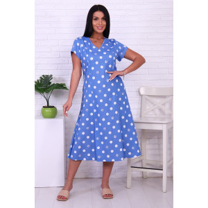 Платье женское №6752 кулирка (последний размер) голубой горох 56 Платье женское №6752 кулирка (последний размер) голубой горох 56