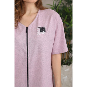 Халат женский "Эва" кулирка меланж (последний размер) розовый 46