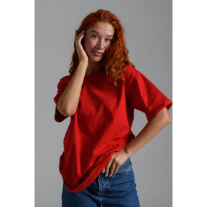Футболка женская №7458 кулирка (р-ры: 42-52) красный