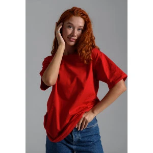 Футболка женская №7458 кулирка (р-ры: 42-52) красный Футболка женская №7458 кулирка (р-ры: 42-52) красный
