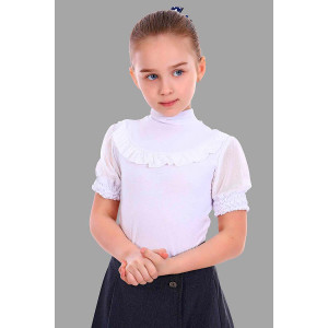 Водолазка школьная "Клетка" вискоза (последний размер) молочный 42