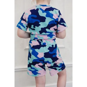Костюм двойка детский №34515 кулирка (р-ры: 28-42) камуфляж с синим