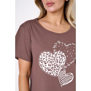 Пижама женская "Свирель Л" (шорты) лапша-кулирка (р-ры: 44-54) коричневый