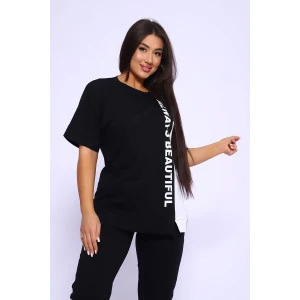 Костюм двойка женский №65057 кулирка (р-ры: 48-70) черный Костюм двойка женский №65057 кулирка (р-ры: 48-70) черный
