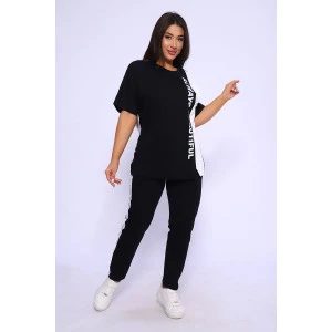 Костюм двойка женский №65057 кулирка (р-ры: 48-70) черный Костюм двойка женский №65057 кулирка (р-ры: 48-70) черный