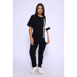 Костюм двойка женский №65057 кулирка (р-ры: 48-70) черный Костюм двойка женский №65057 кулирка (р-ры: 48-70) черный