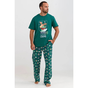 Пижама мужская "Все будет!" 2262-К трикотаж (последний размер) изумрудный 54 Пижама мужская "Все будет!" 2262-К трикотаж (последний размер) изумрудный 54