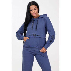 Костюм двойка женский КФ-20 "Принт Макси" футер (последний размер) мави 60