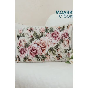 Наволочка-чехол декоративная на молнии гобелен "Роза" бежевый