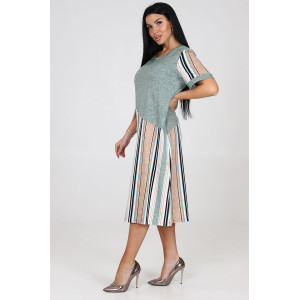 Платье женское "Каприз" ПлК-1544 кулирка (последний размер) зелено-бежево-белая полоса 56 Платье женское "Каприз" ПлК-1544 кулирка (последний размер) зелено-бежево-белая полоса 56