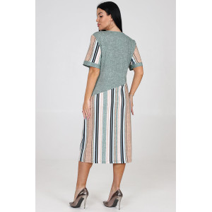 Платье женское "Каприз" ПлК-1544 кулирка (последний размер) зелено-бежево-белая полоса 56 Платье женское "Каприз" ПлК-1544 кулирка (последний размер) зелено-бежево-белая полоса 56