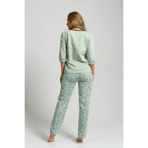 Пижама женская "Юля" 1326 кулирка (последний размер) зеленый горох 50,58