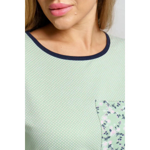 Пижама женская "Юля" 1326 кулирка (последний размер) зеленый горох 50,58