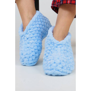 Тапки женские 03Т ручная вязка alize puffy (последний размер) голубой 37-39