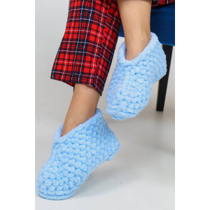 Тапки женские 03Т ручная вязка alize puffy (последний размер) голубой 37-39