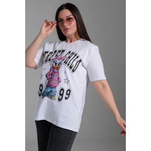 Футболка женская №8551 кулирка (р-ры: 48-62) белый-пона